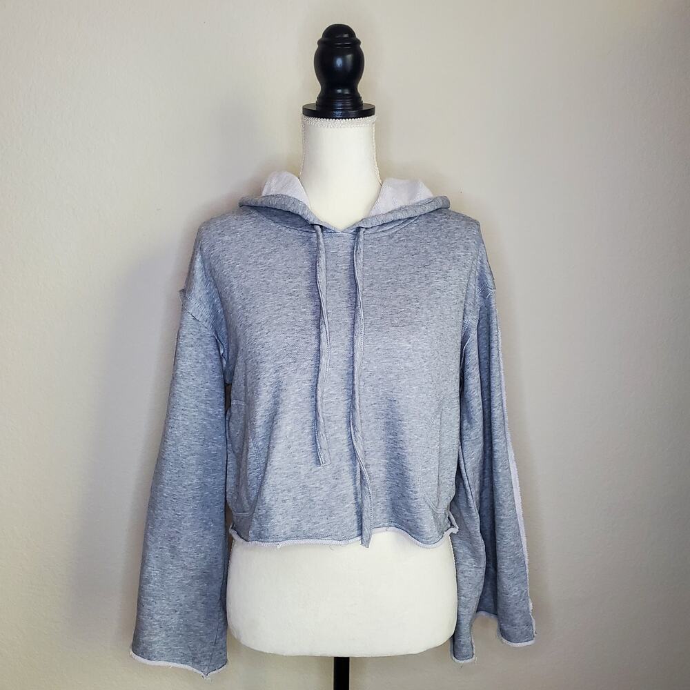 Honey Punch Gray Cropped Hoodie Small